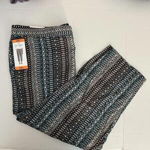 Jessica Simpson Wide Leg Cropped Pants, Size XXL 2X multicolor Teal Black Brown